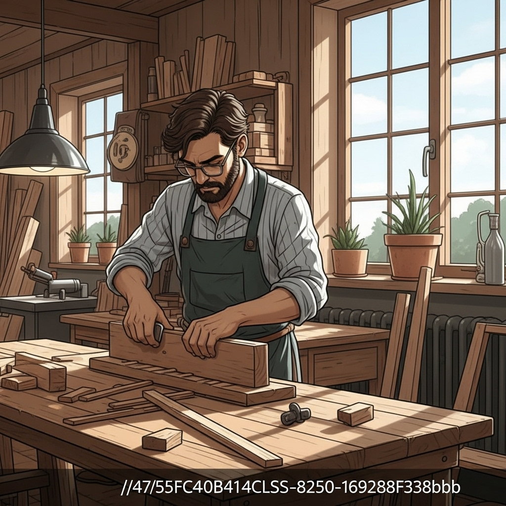 Visually represent the woodworking and DIY tool theme in a bright, modern, and relatable setting —